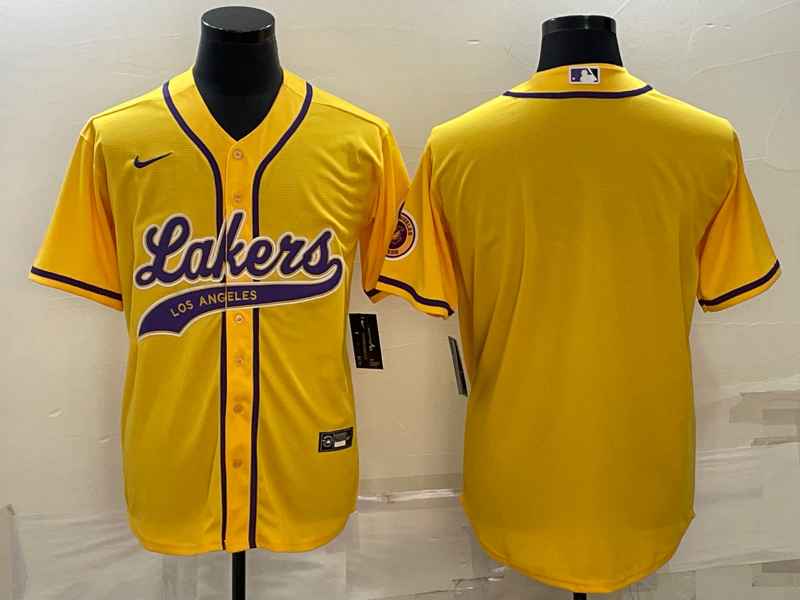 2023 Men Los Angeles Lakers Blank yellow NBA Jersey style 8
